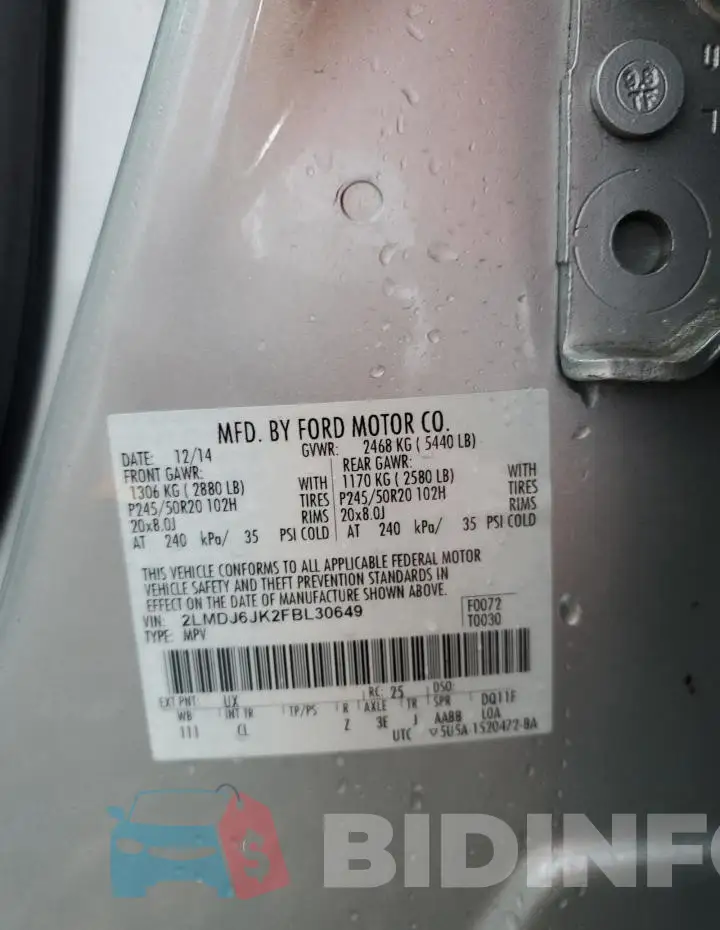 2LMDJ6JK2FBL30649 Photo# 14