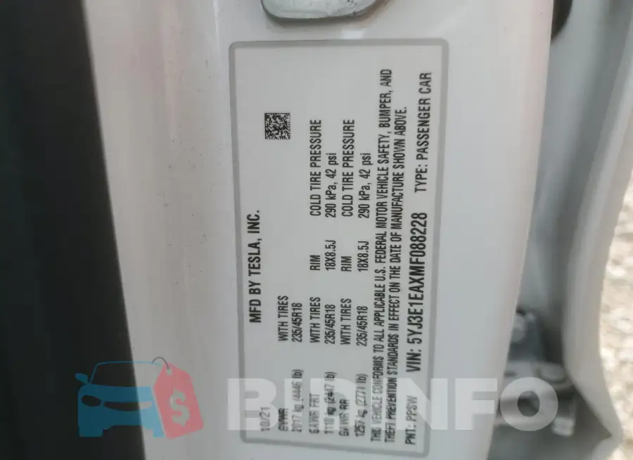 5YJ3E1EAXMF088228 Photo# 12