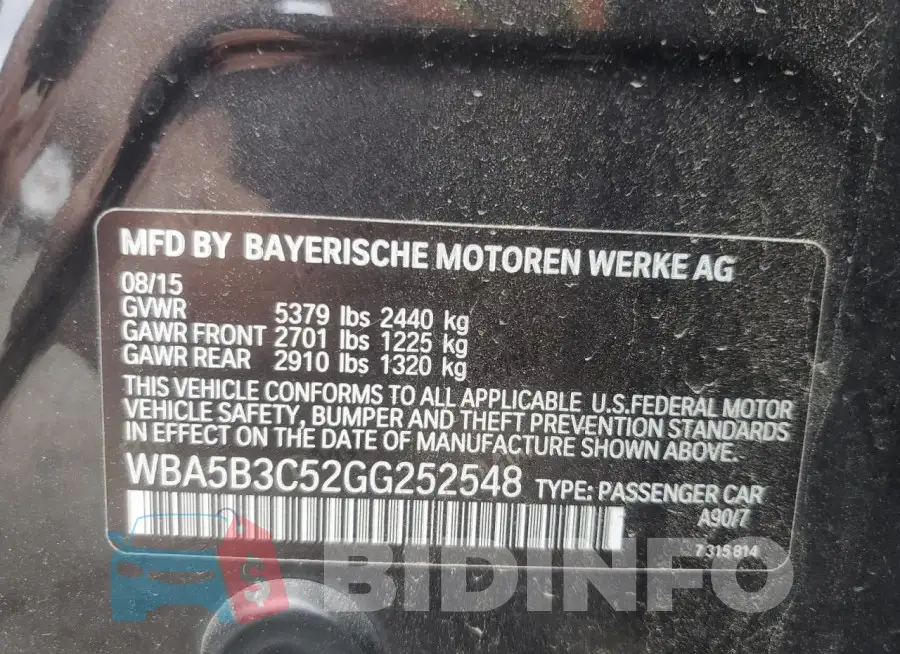 WBA5B3C52GG252548 Photo# 12