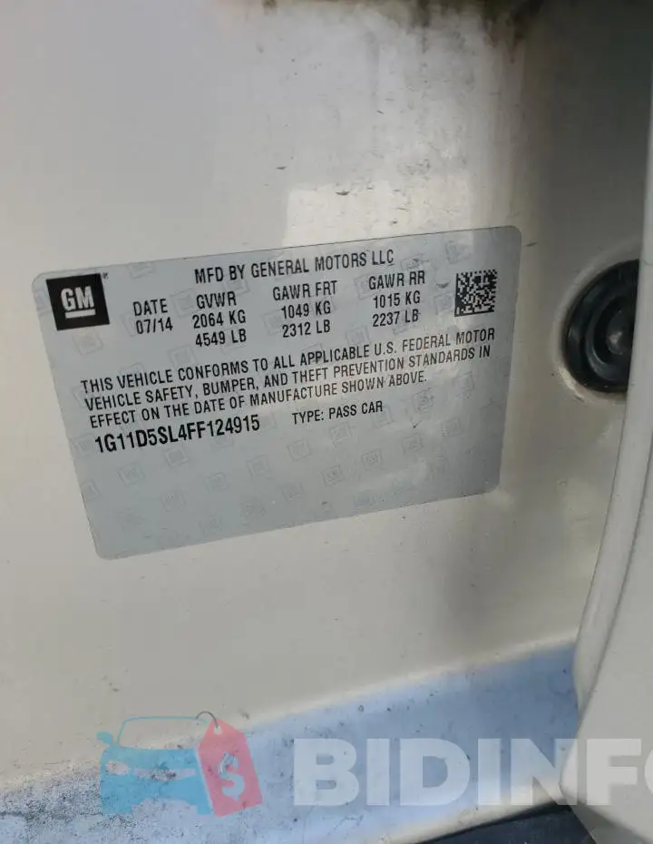 1G11D5SL4FF124915 Photo# 12