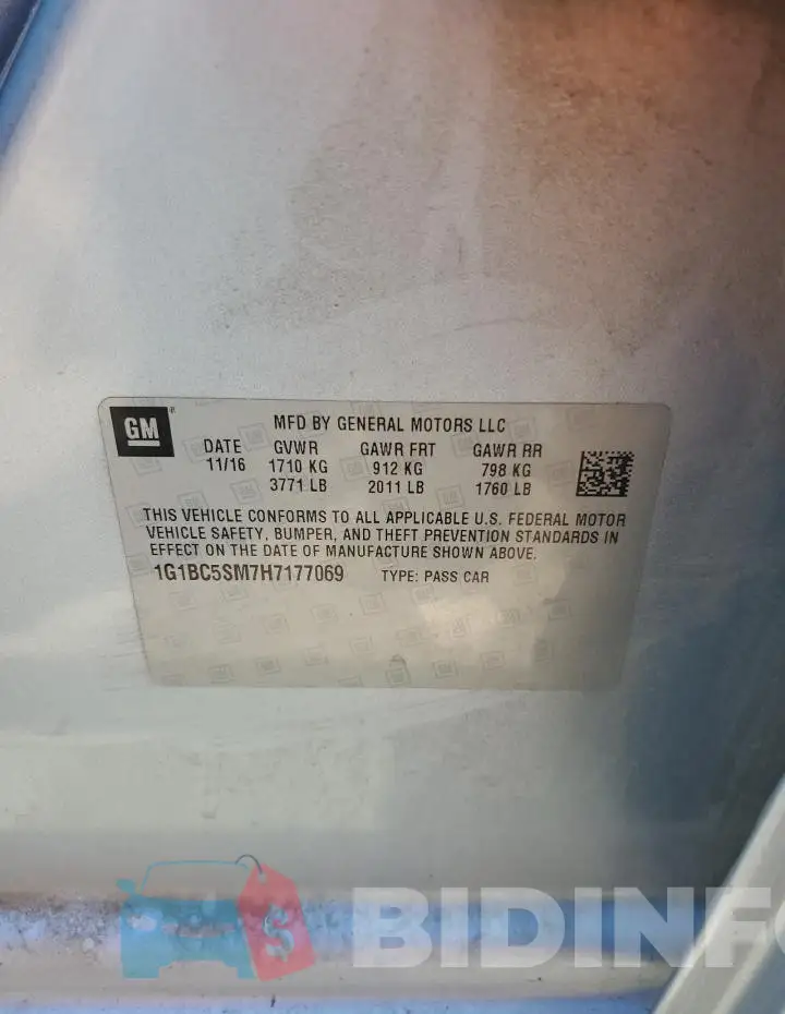 1G1BC5SM7H7177069 Photo# 12