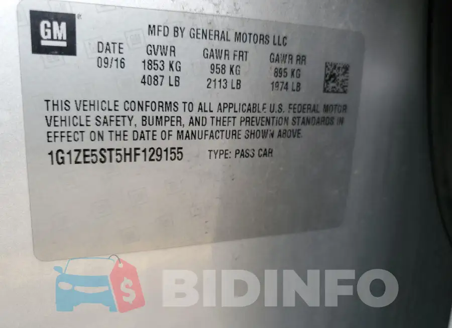 1G1ZE5ST5HF129155 Photo# 13
