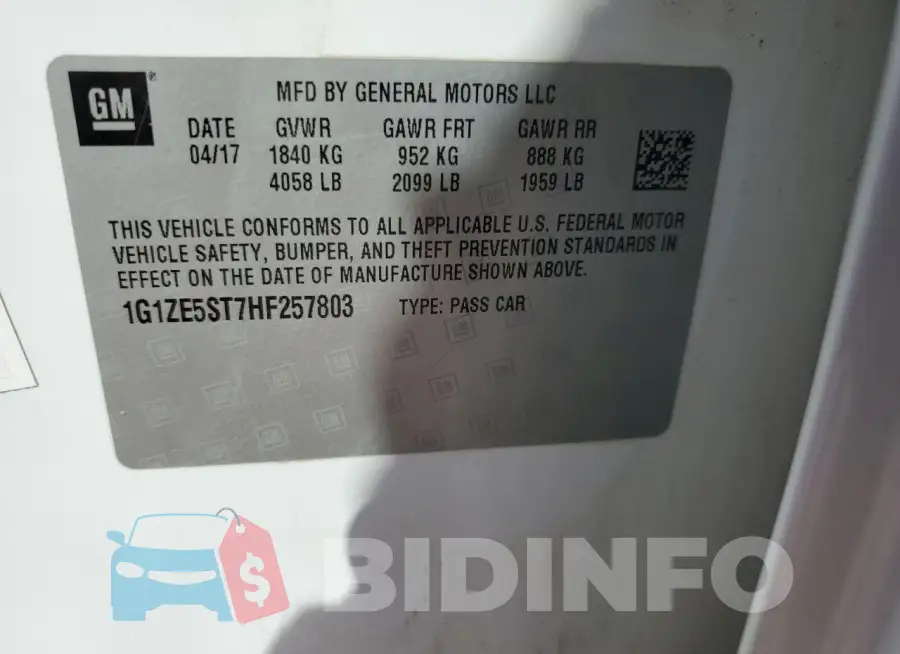 1G1ZE5ST7HF257803 Photo# 13