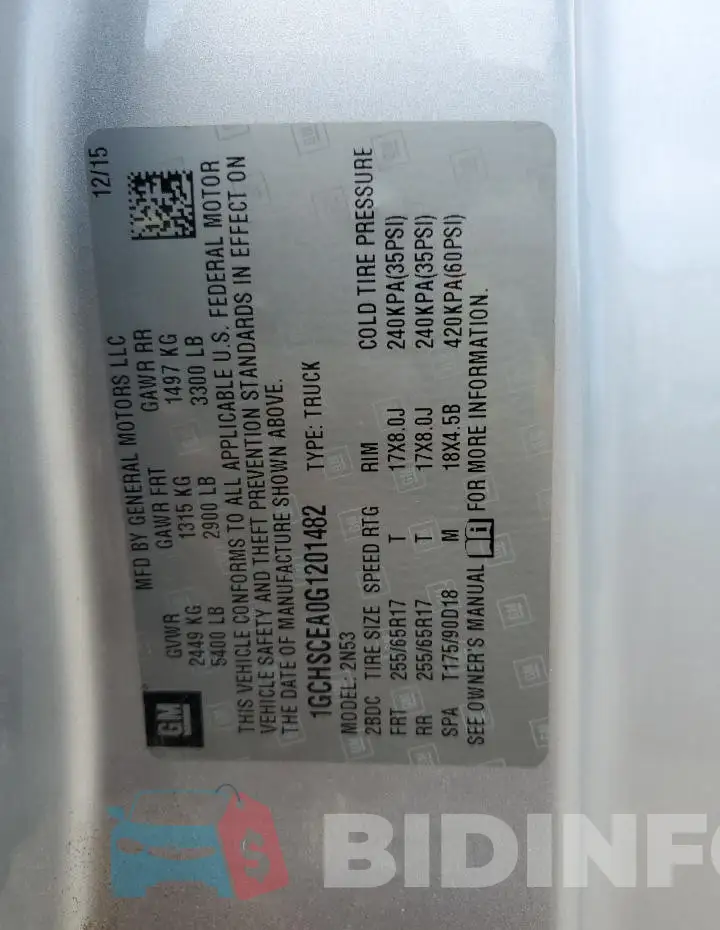 1GCHSCEA0G1201482 Photo# 13
