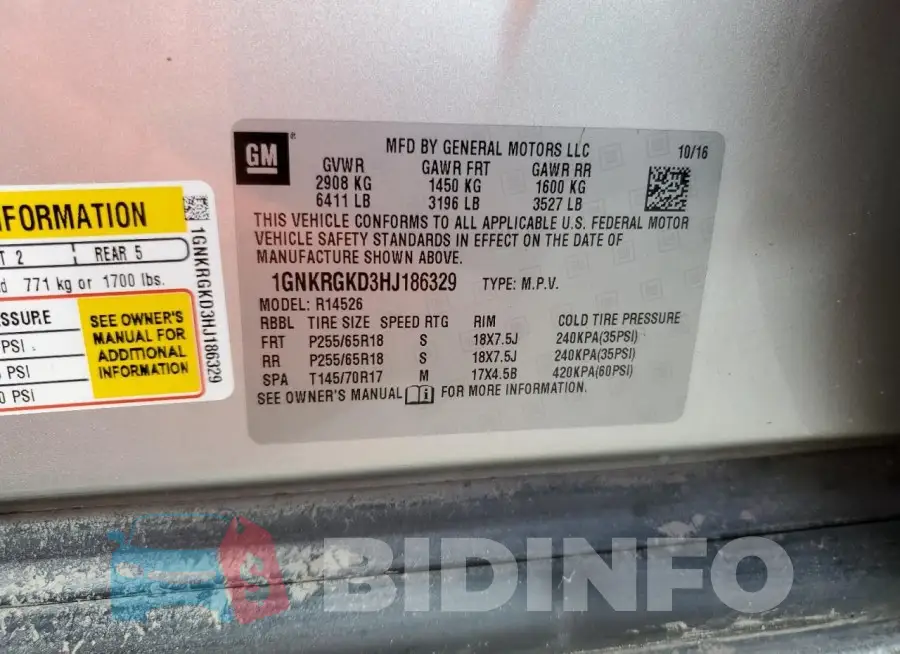 1GNKRGKD3HJ186329 Photo# 14