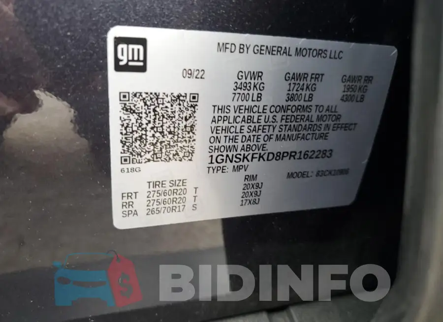 1GNSKFKD8PR162283 Photo# 14