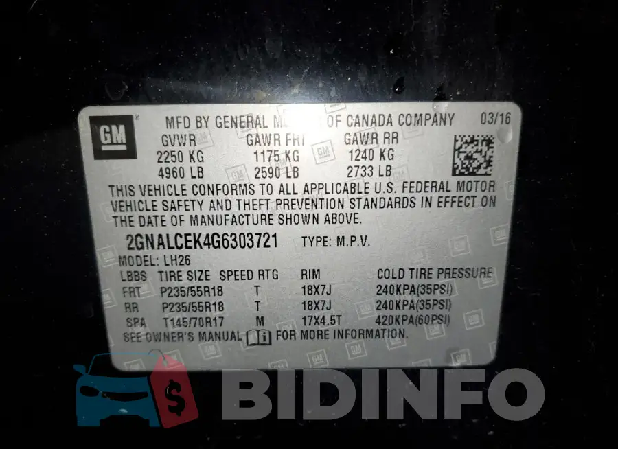 2GNALCEK4G6303721 Photo# 12