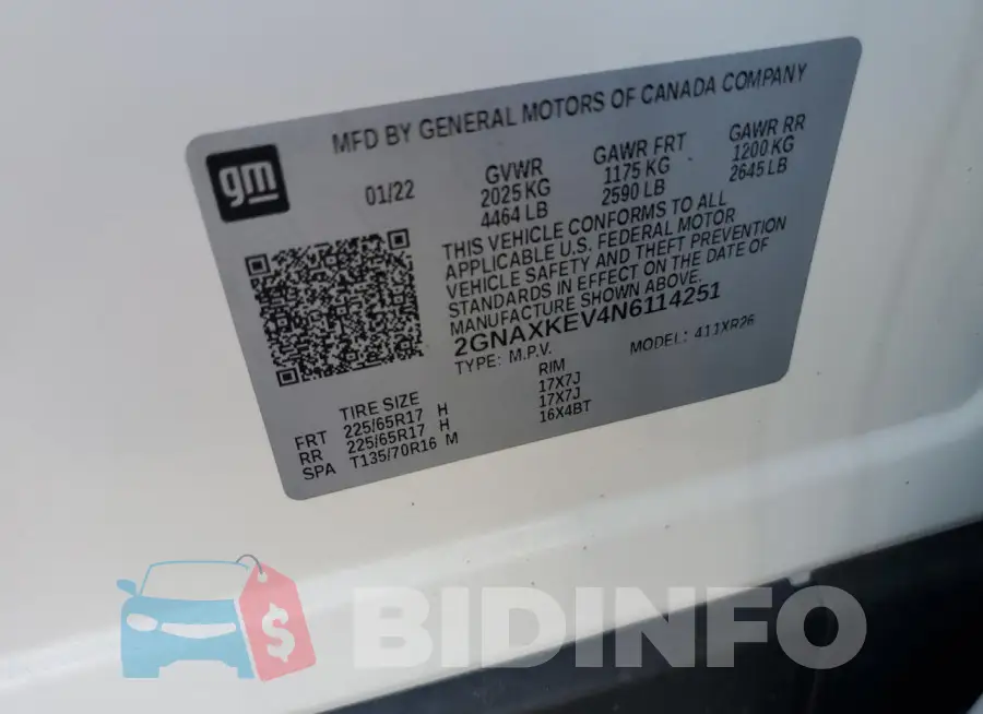 2GNAXKEV4N6114251 Photo# 13