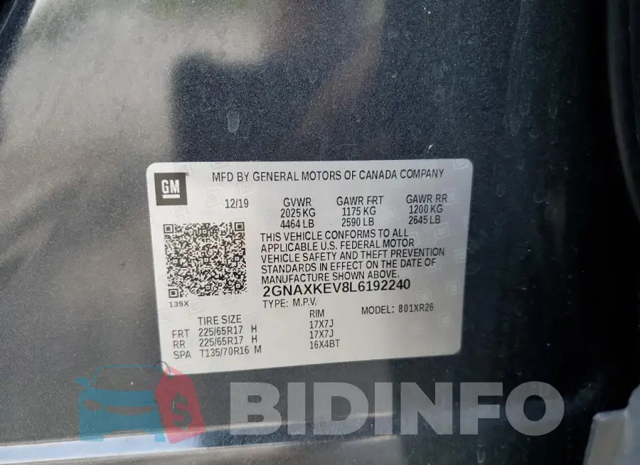 2GNAXKEV8L6192240 Photo# 14