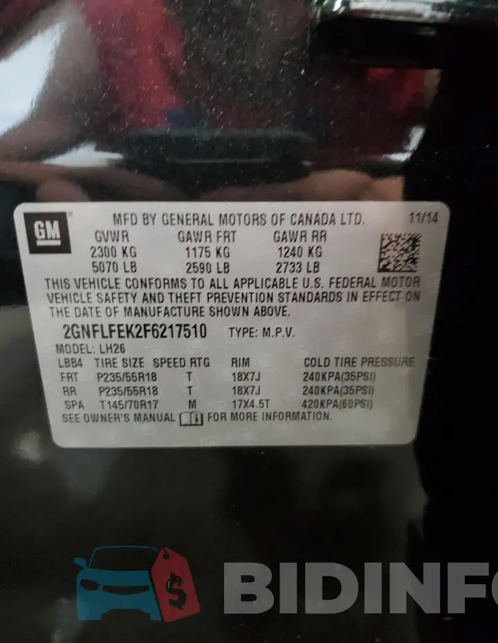 2GNFLFEK2F6217510 Photo# 14