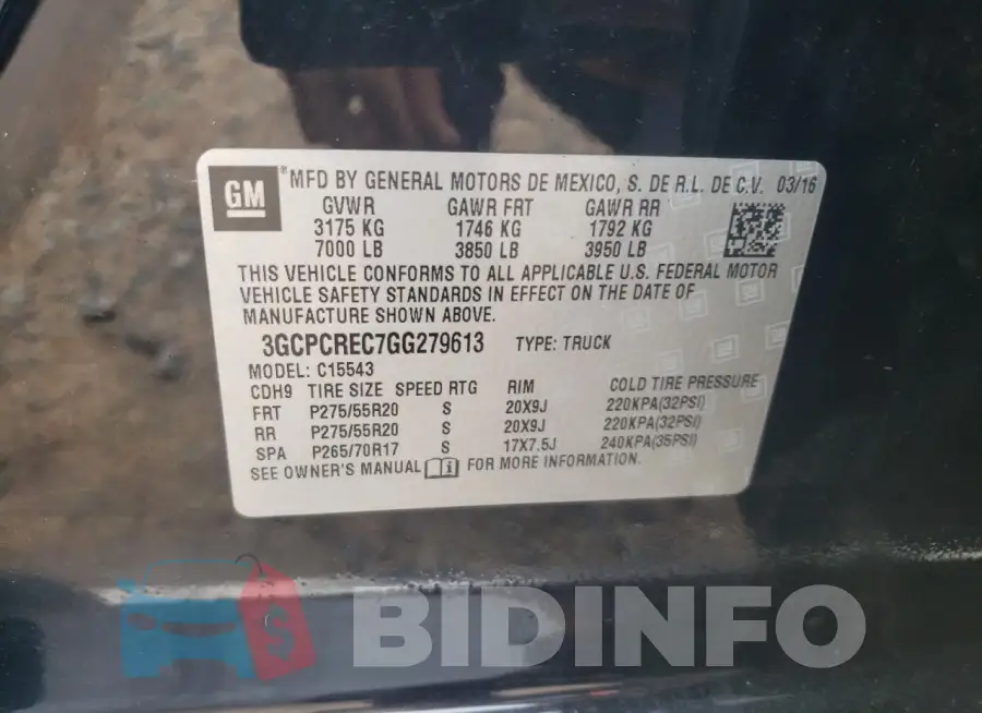 3GCPCREC7GG279613 Photo# 12