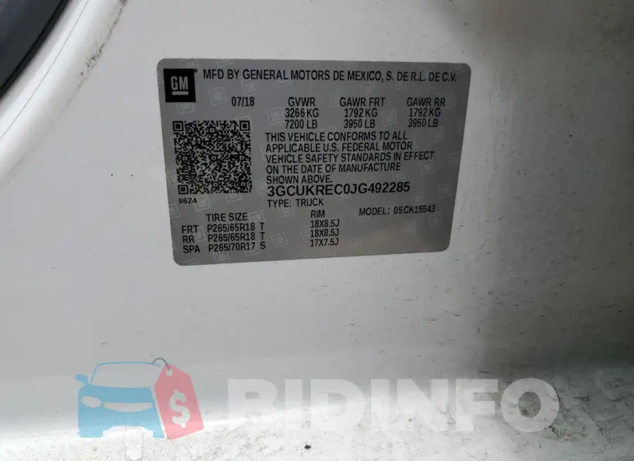 3GCUKREC0JG492285 Photo# 13