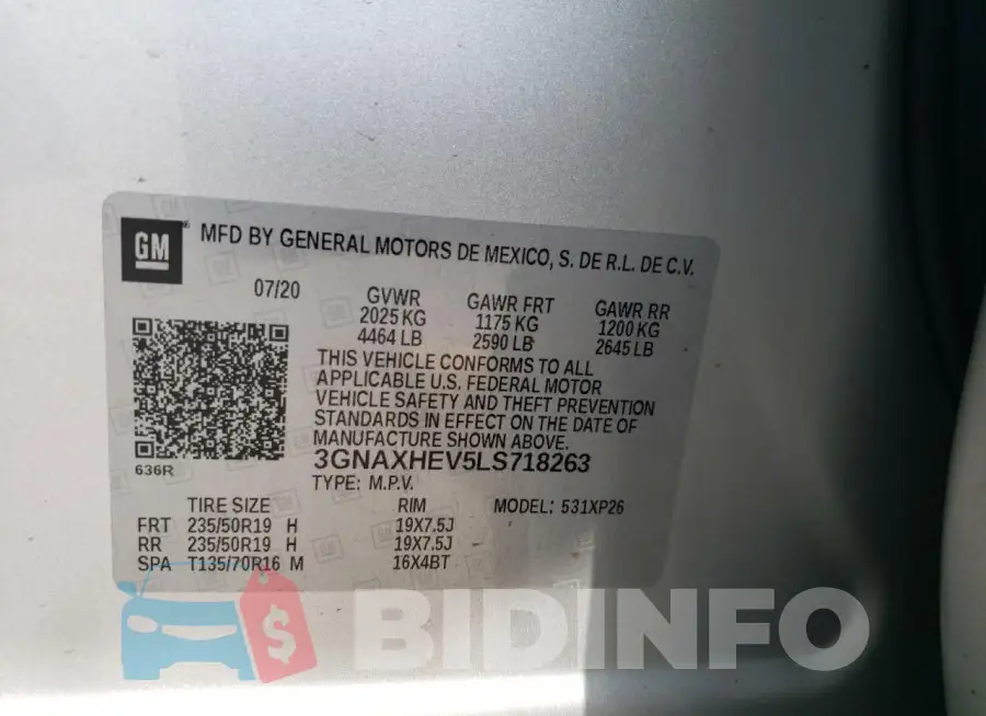 3GNAXHEV5LS718263 Photo# 13