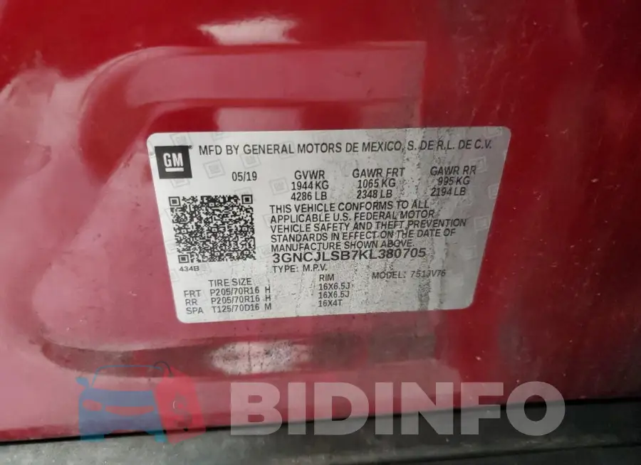 3GNCJLSB7KL380705 Photo# 13