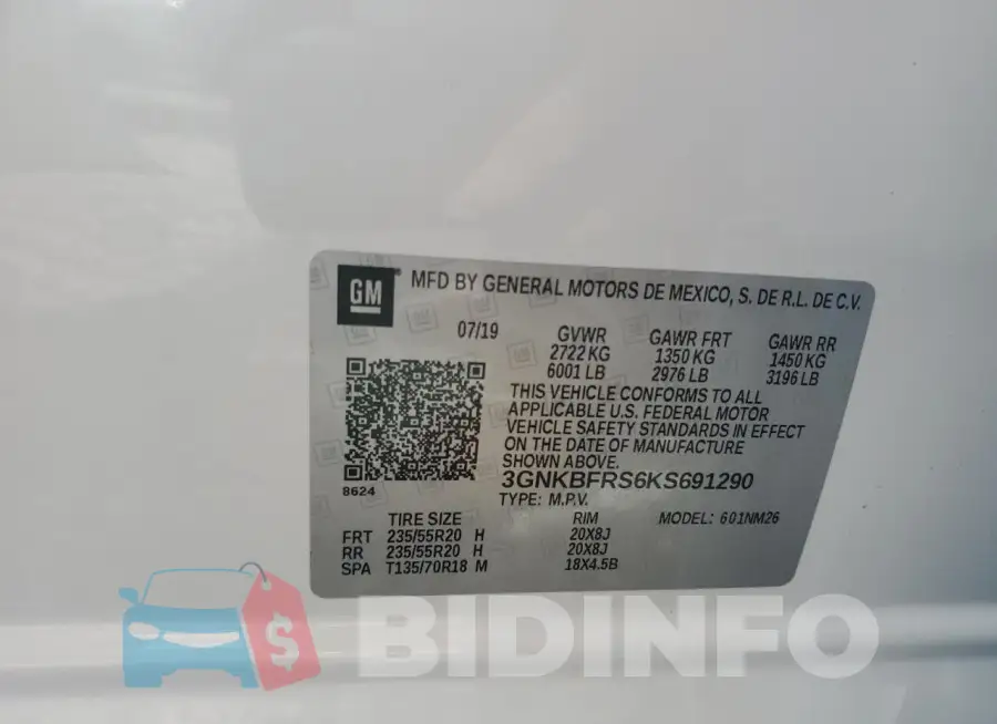 3GNKBFRS6KS691290 Photo# 13