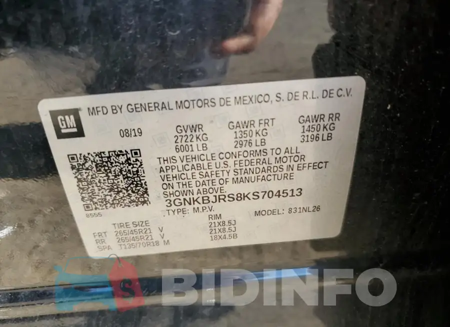 3GNKBJRS8KS704513 Photo# 13