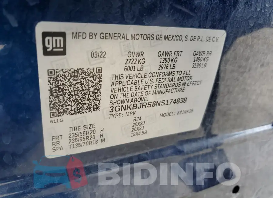 3GNKBJRS8NS174838 Photo# 14