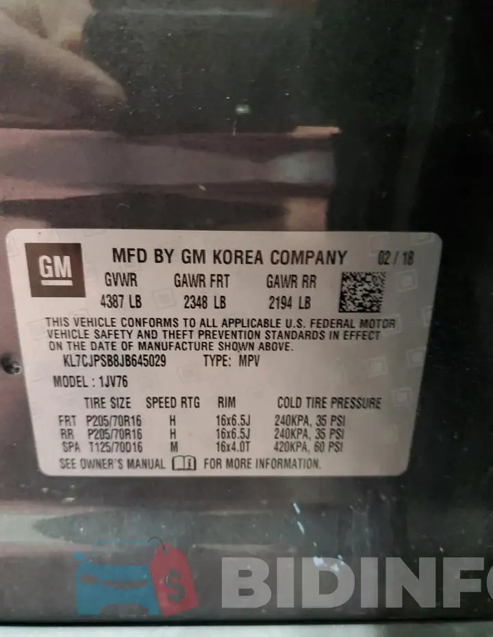 KL7CJPSB8JB645029 Photo# 13