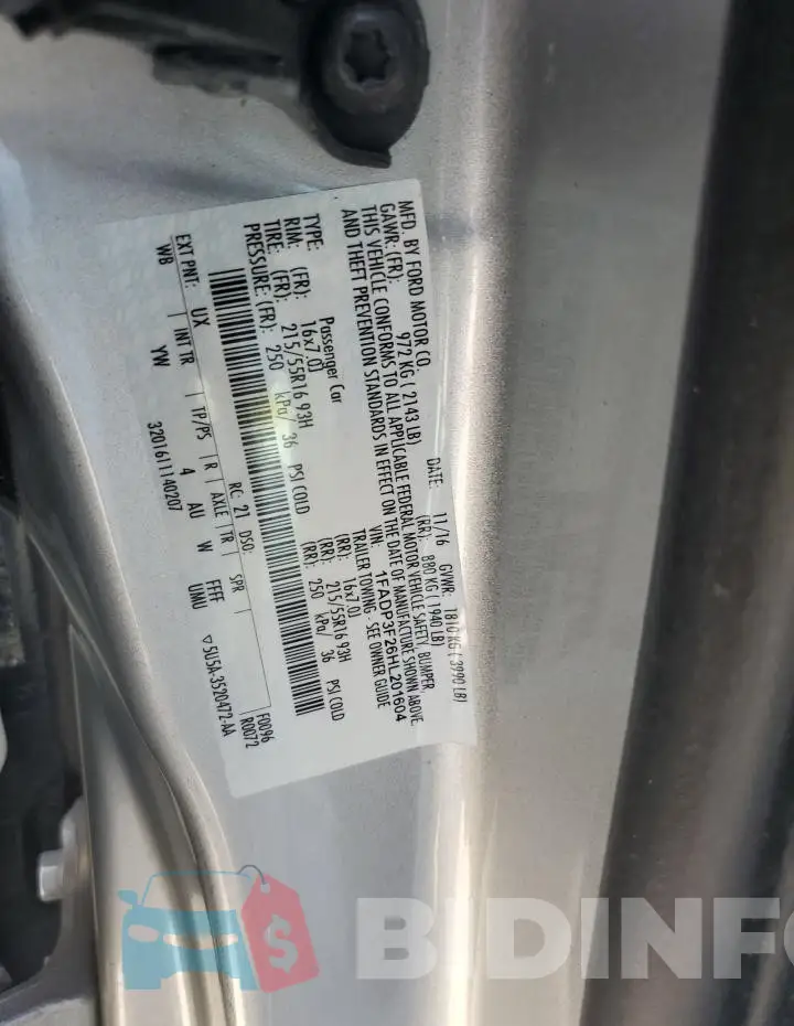 1FADP3F26HL201604 Photo# 12