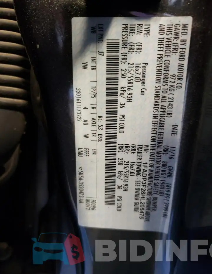 1FADP3F28HL205475 Photo# 12
