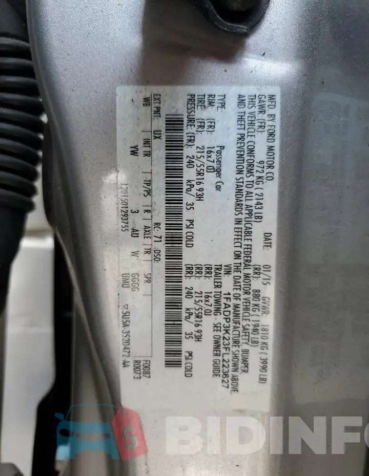 1FADP3K23FL223627 Photo# 12