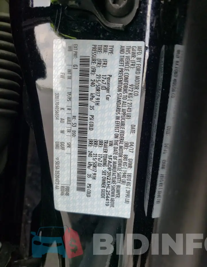 1FADP3N2XHL254419 Photo# 12