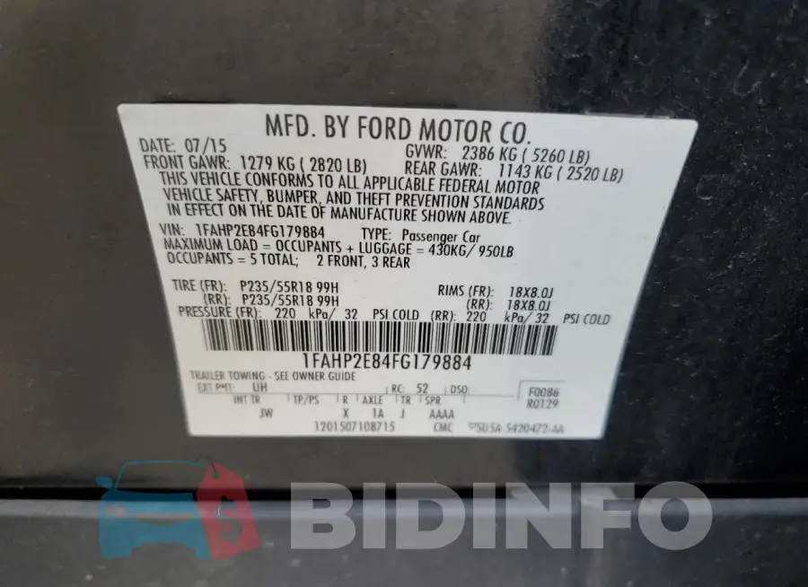 1FAHP2E84FG179884 Photo# 12