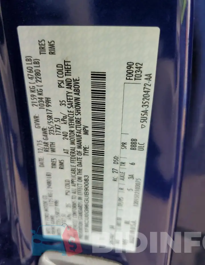 1FMCU0G96GUB90083 Photo# 13