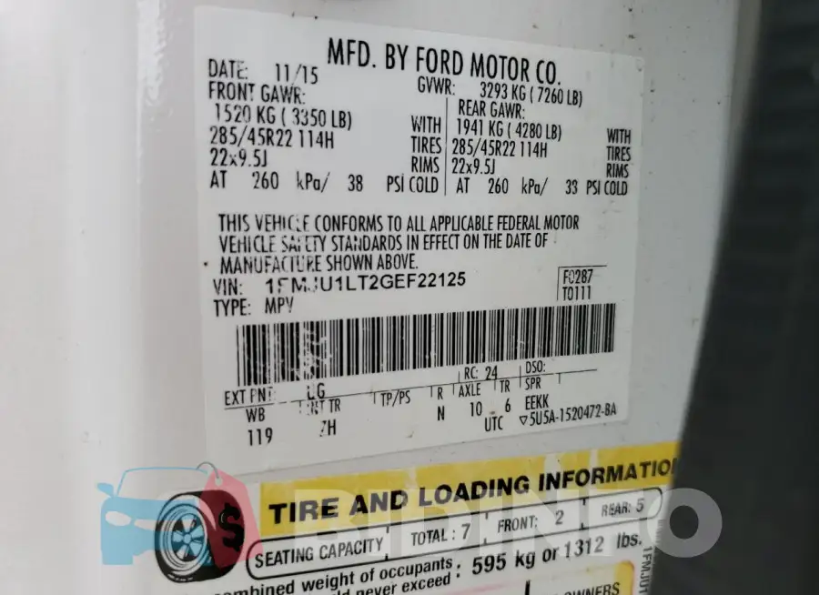 1FMJU1LT2GEF22125 Photo# 13