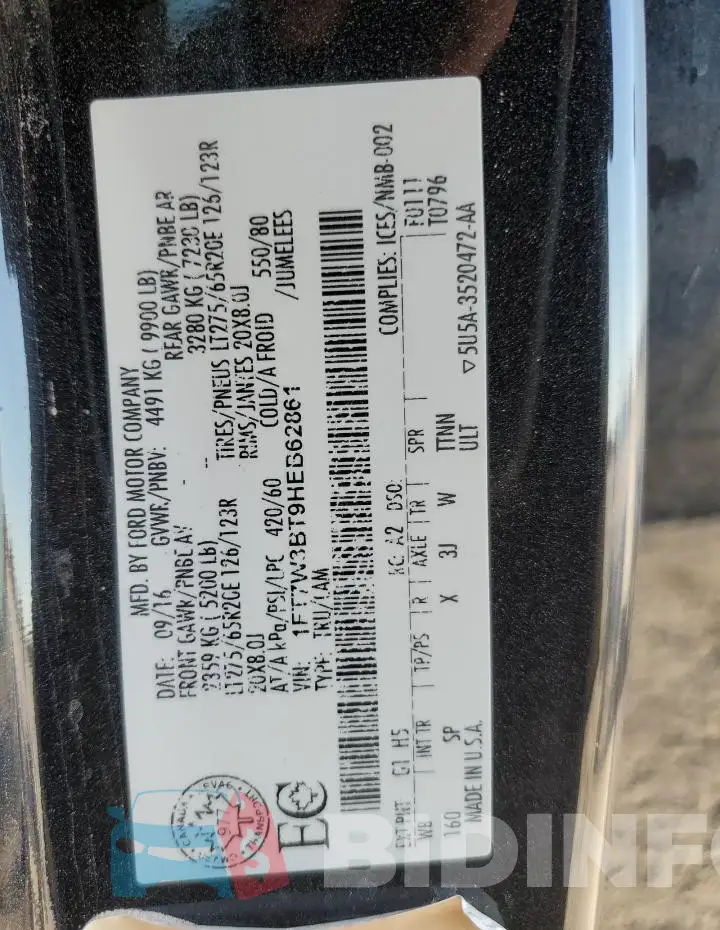 1FT7W3BT9HEB62861 Photo# 12