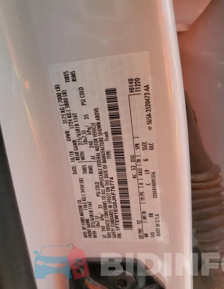 1FTEW1EG0JKF76774 Photo# 12