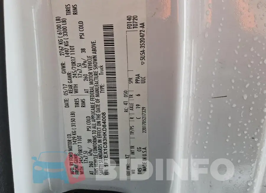 1FTEX1C83HKD84008 Photo# 13