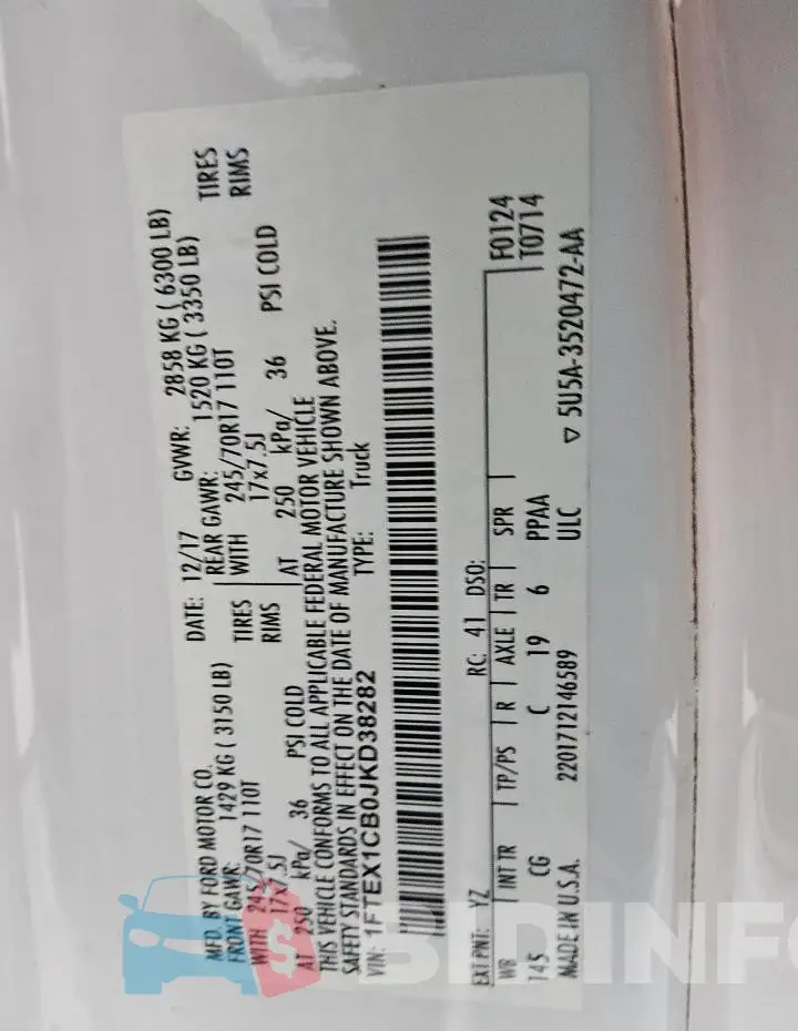 1FTEX1CB0JKD38282 Photo# 12