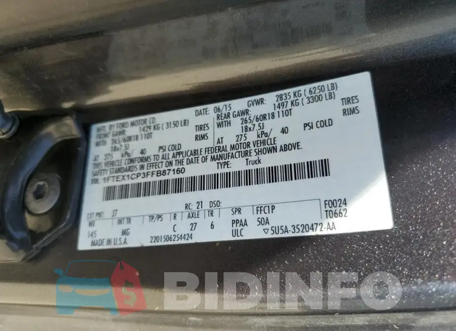 1FTEX1CP3FFB87160 Photo# 12
