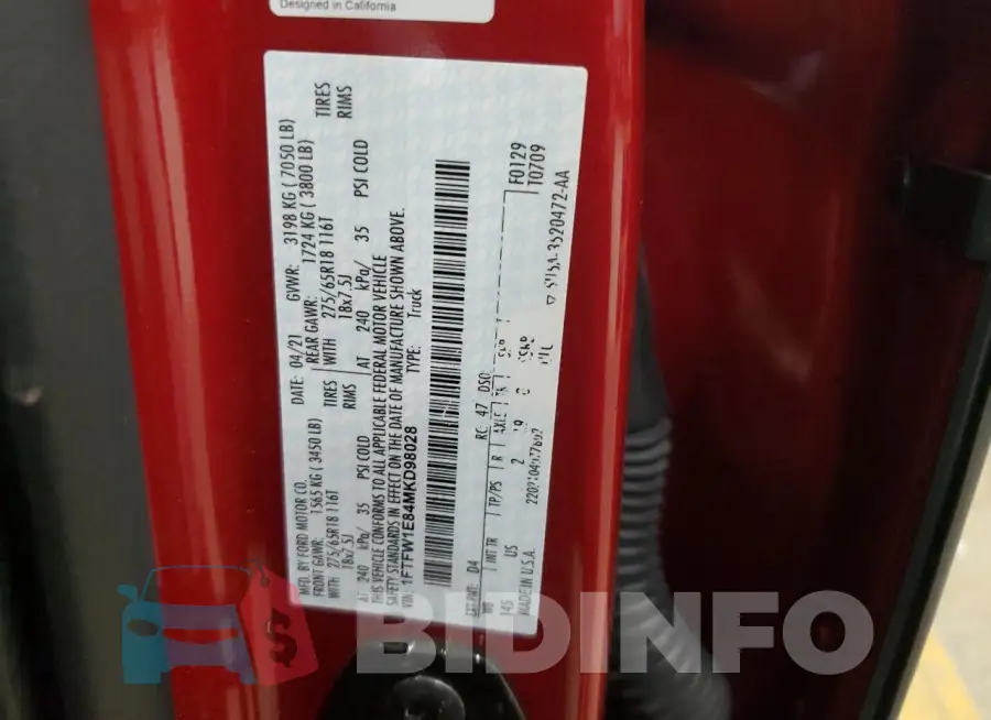 1FTFW1E84MKD98028 Photo# 12