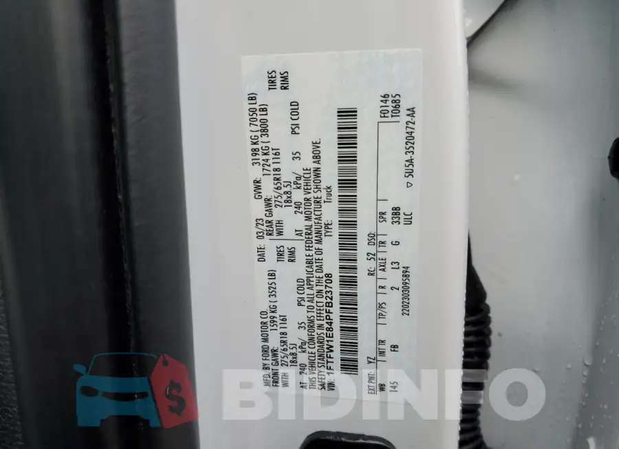 1FTFW1E84PFB23708 Photo# 12