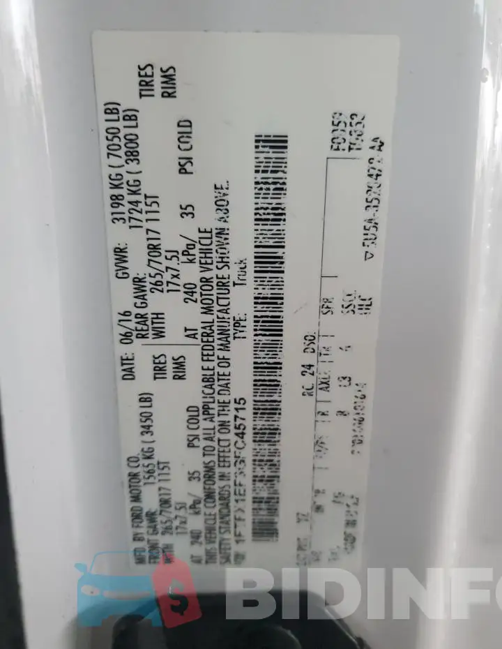 1FTFX1EF3GFC45715 Photo# 12