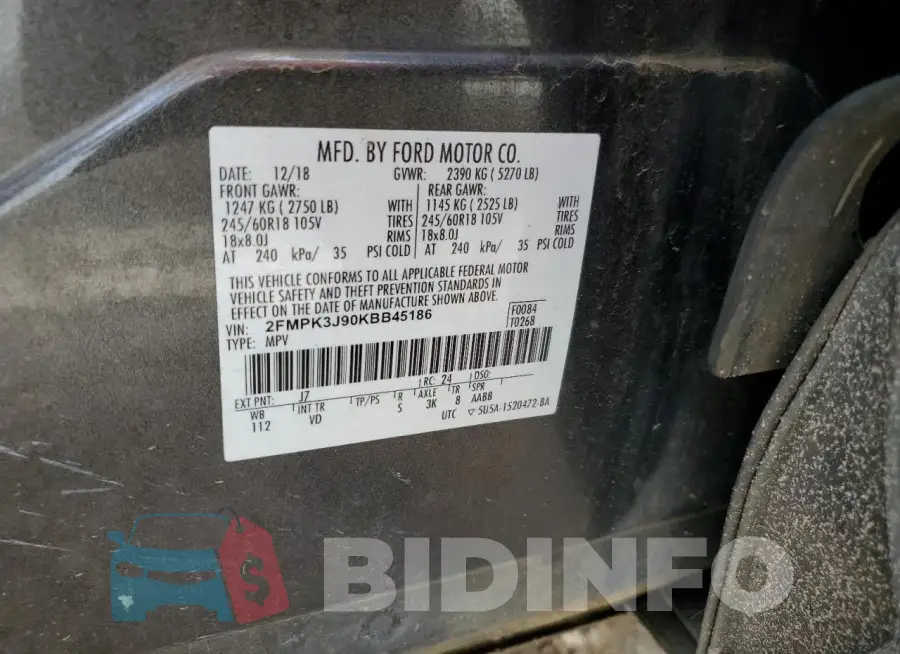 2FMPK3J90KBB45186 Photo# 14