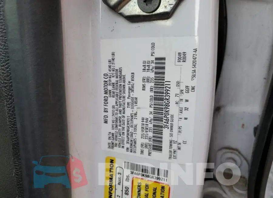 3FA6P0K98GR399211 Photo# 13