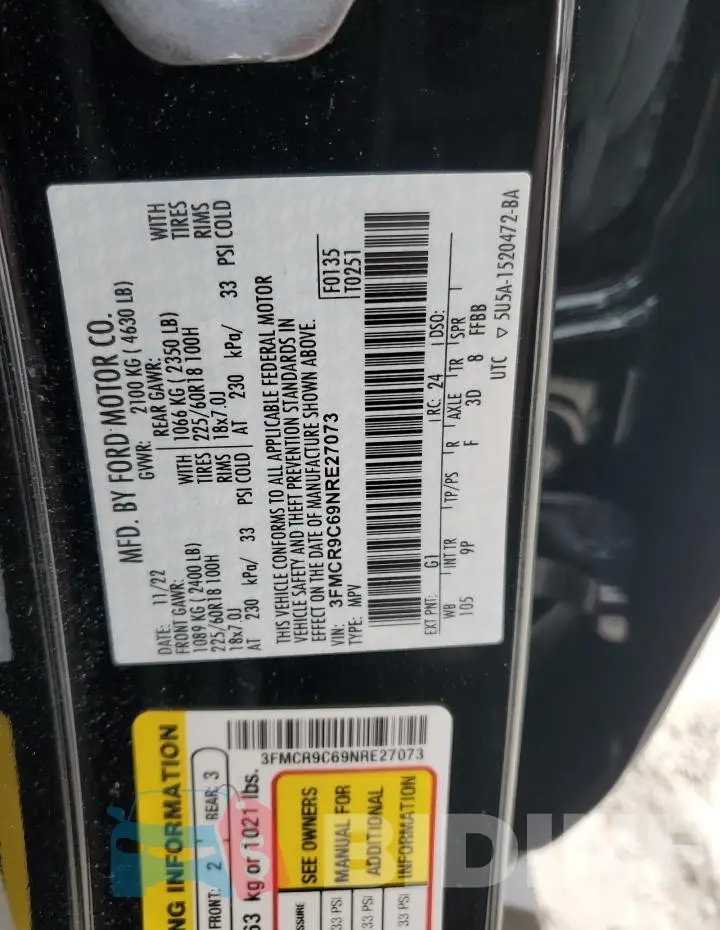 3FMCR9C69NRE27073 Photo# 13