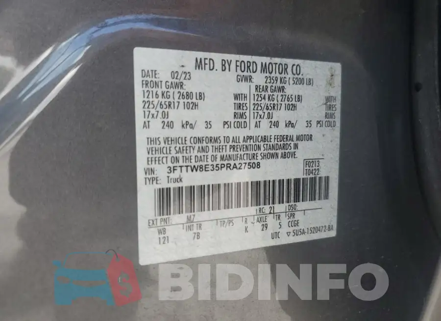 3FTTW8E35PRA27508 Photo# 12