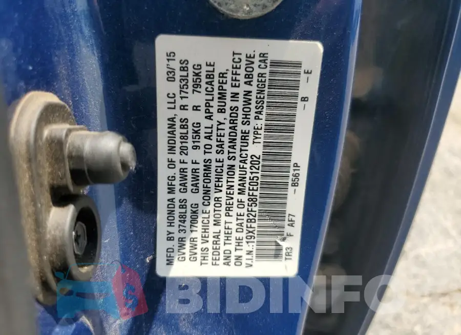 19XFB2F58FE051202 Photo# 12