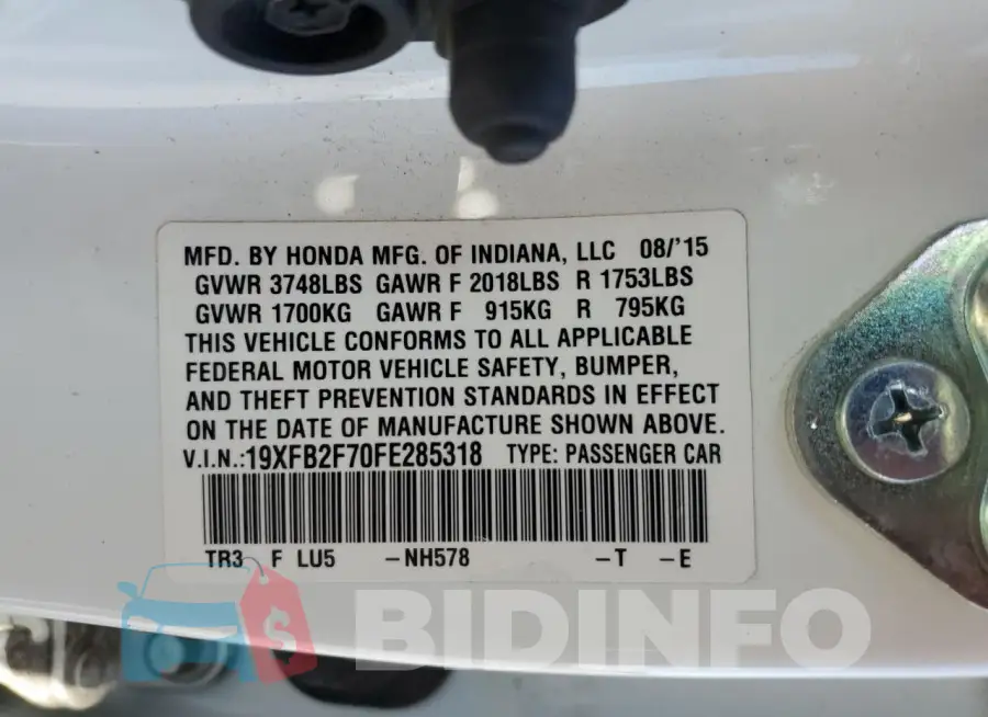 19XFB2F70FE285318 Photo# 12