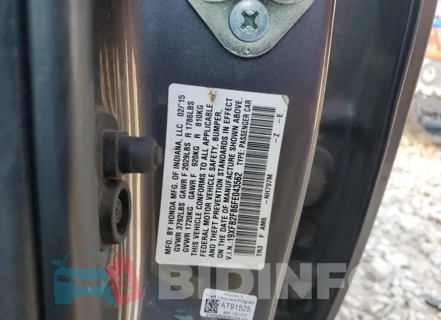 19XFB2F86FE043562 Photo# 13