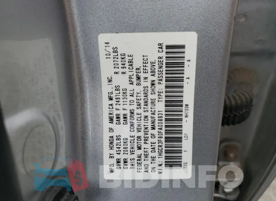 1HGCR3F80FA008931 Photo# 12