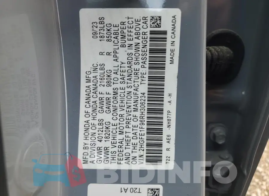 2HGFE1F96RH306234 Photo# 12