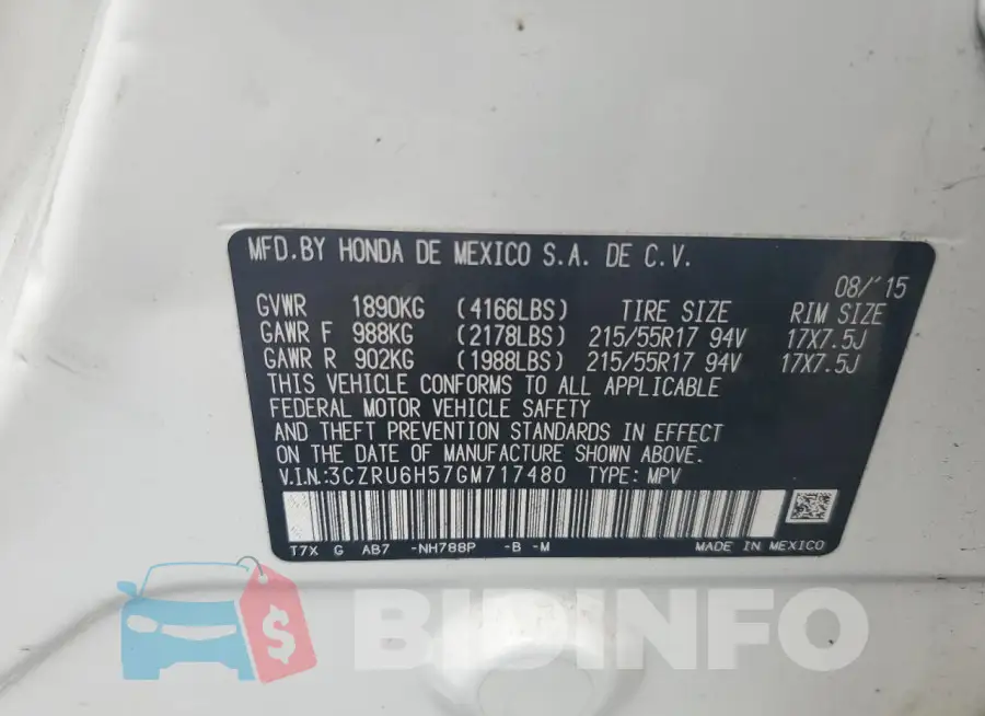 3CZRU6H57GM717480 Photo# 13