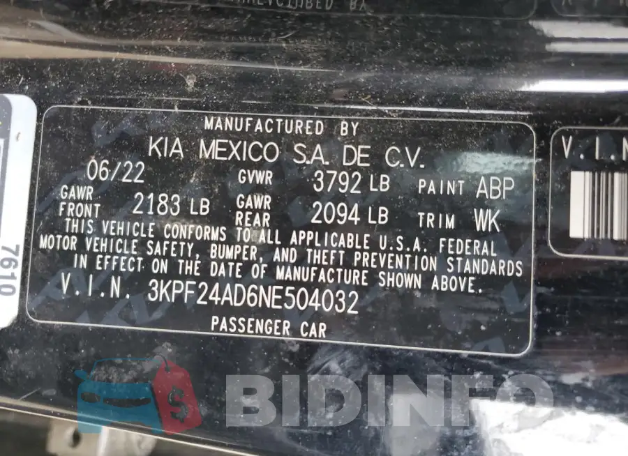 3KPF24AD6NE504032 Photo# 12
