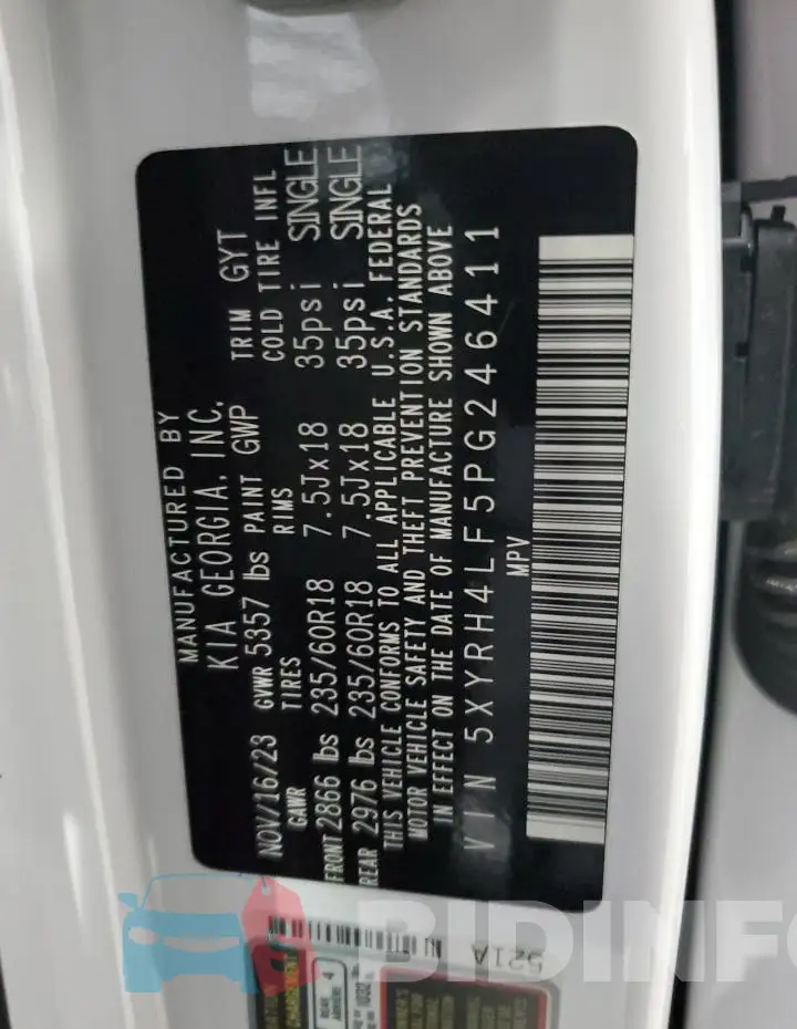 5XYRH4LF5PG246411 Photo# 14