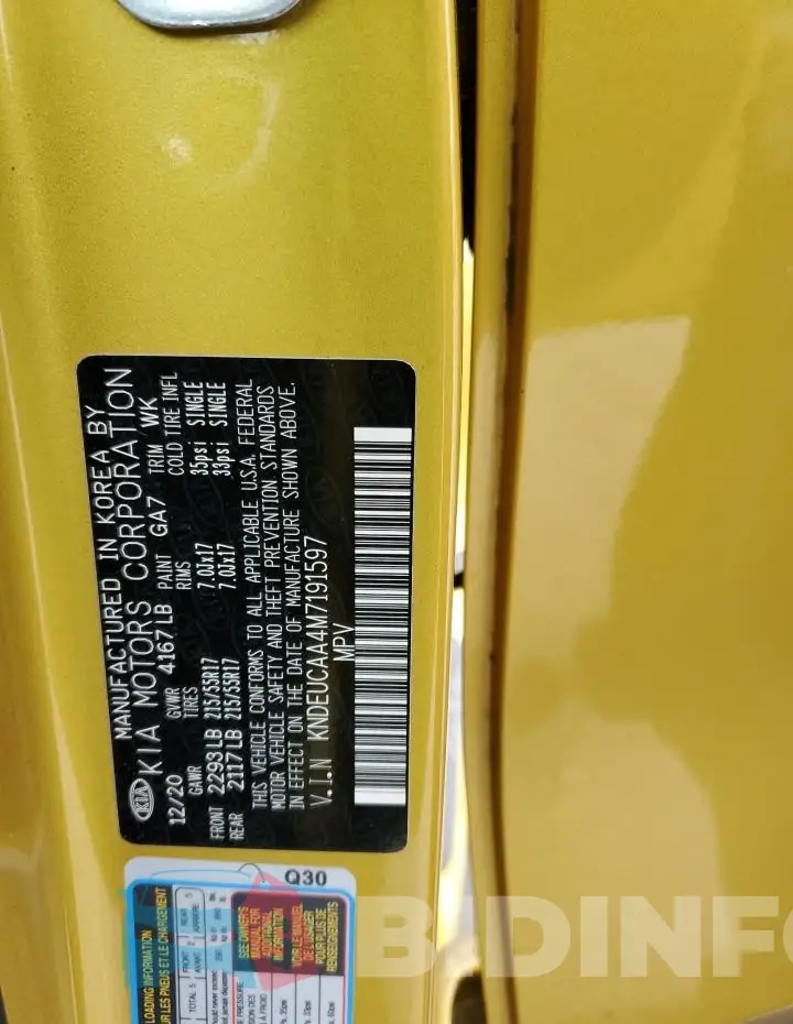 KNDEUCAA4M7191597 Photo# 13